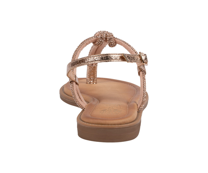 Women’s Alonde Gold Embellished T-Strap Flat Sandals