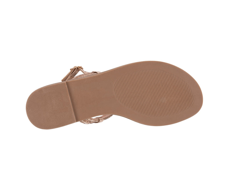 Women’s Alonde Gold Embellished T-Strap Flat Sandals