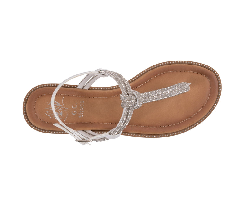 Women’s Alonde Silver Embellished T-Strap Flat Sandals