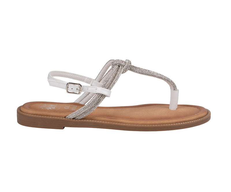 Women’s Alonde Silver Embellished T-Strap Flat Sandals