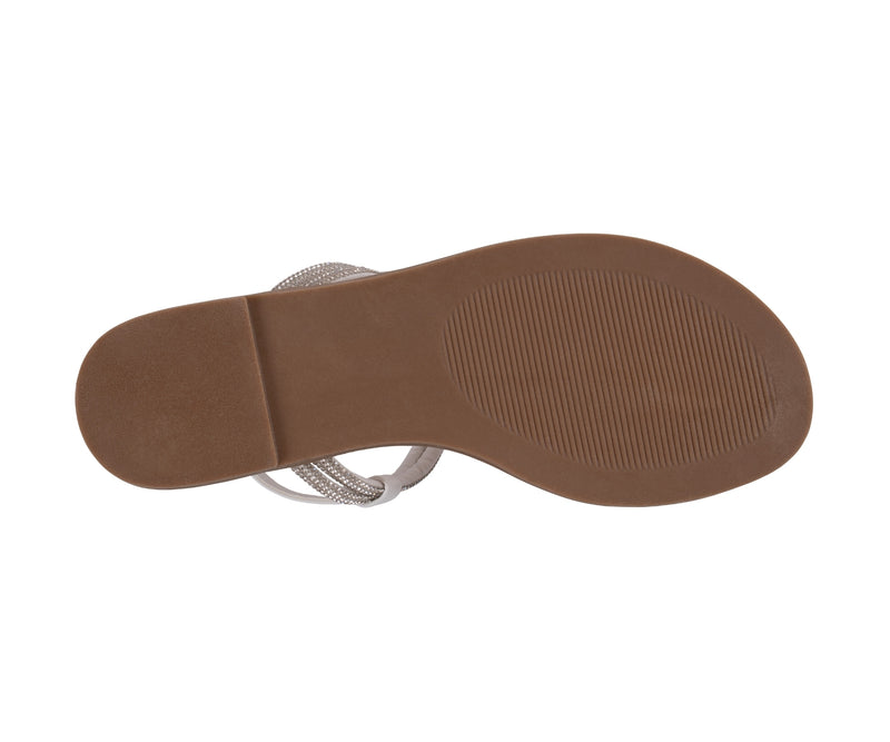 Women’s Alonde Silver Embellished T-Strap Flat Sandals