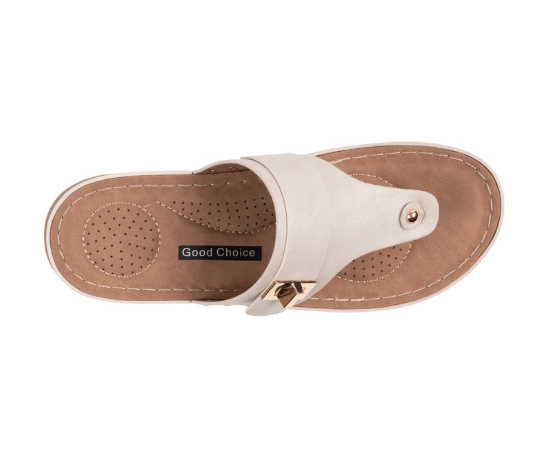 Women's Arla Beige Hardware Thong Sandals