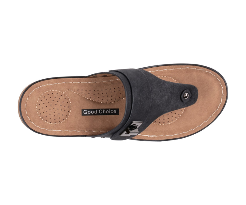 Women's Arla Black Hardware Thong Sandals