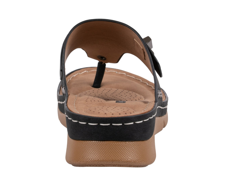Women's Arla Black Hardware Thong Sandals