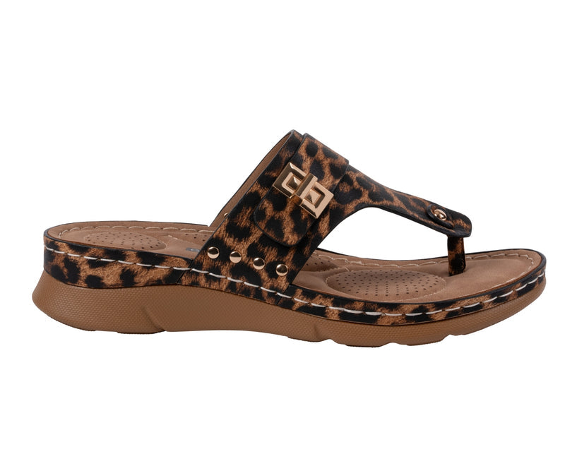 Women's Arla Leopard Hardware Thong Sandals