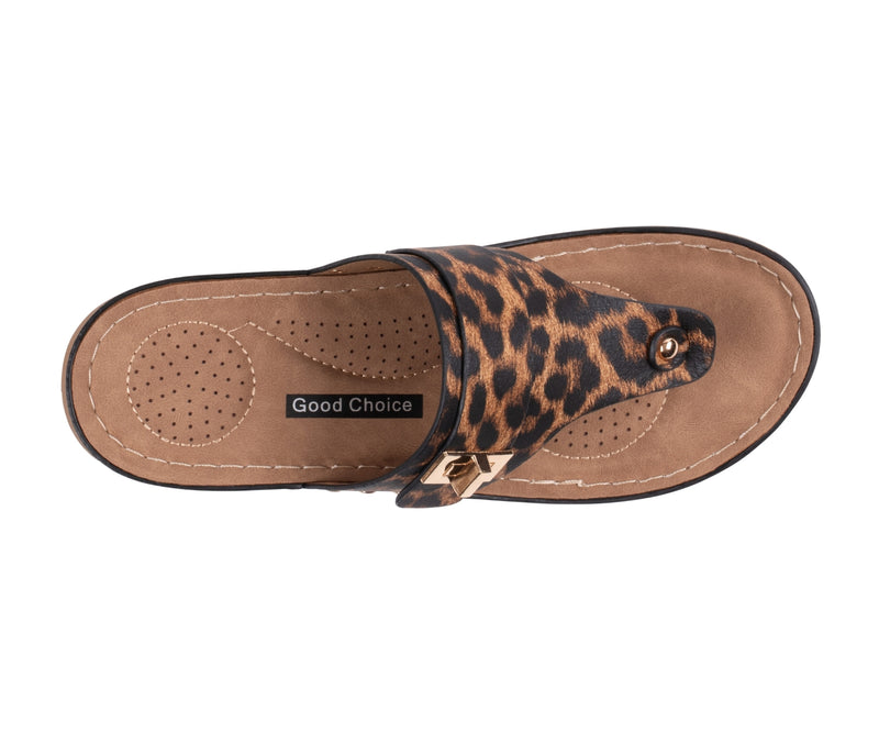 Women's Arla Leopard Hardware Thong Sandals