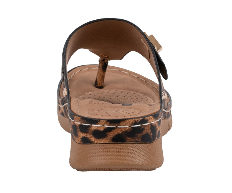 Women's Arla Leopard Hardware Thong Sandals