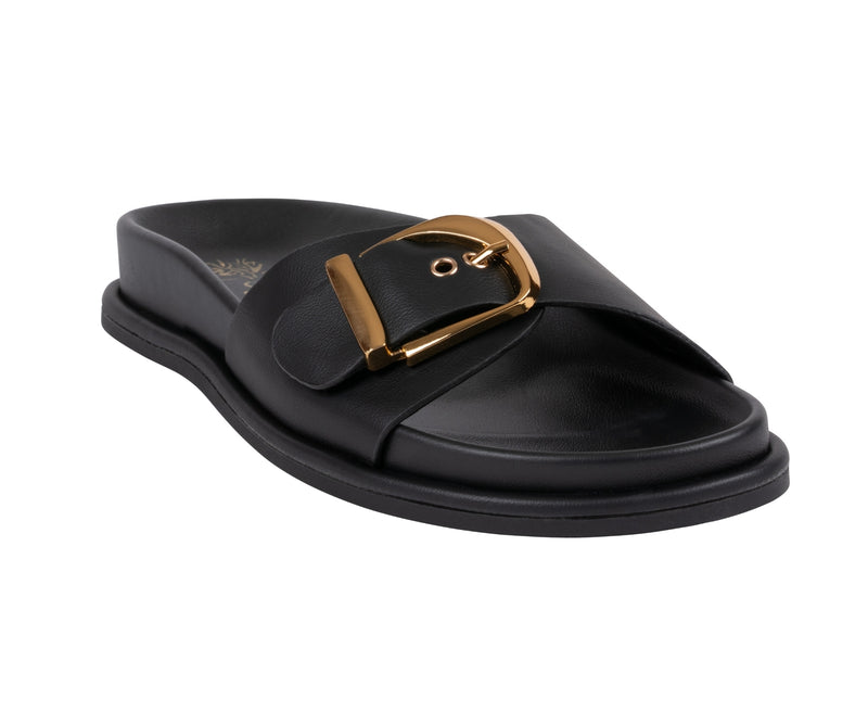 Women’s Basel Black Buckle Slide Footbed Sandals