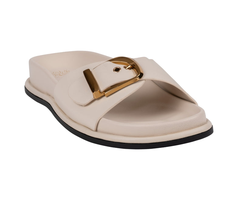 Women’s Basel White Buckle Slide Footbed Sandals
