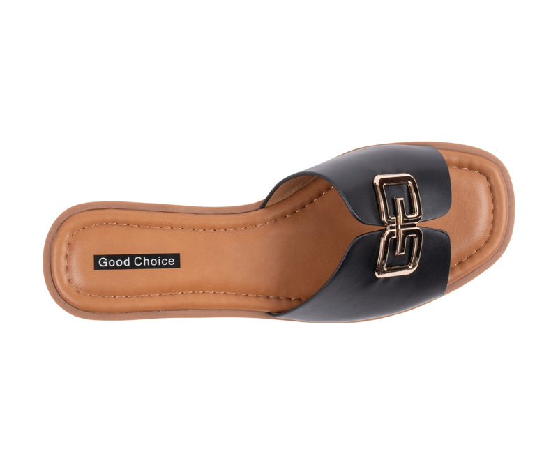 Women’s Bergen Black Chain Link Flat Sandals
