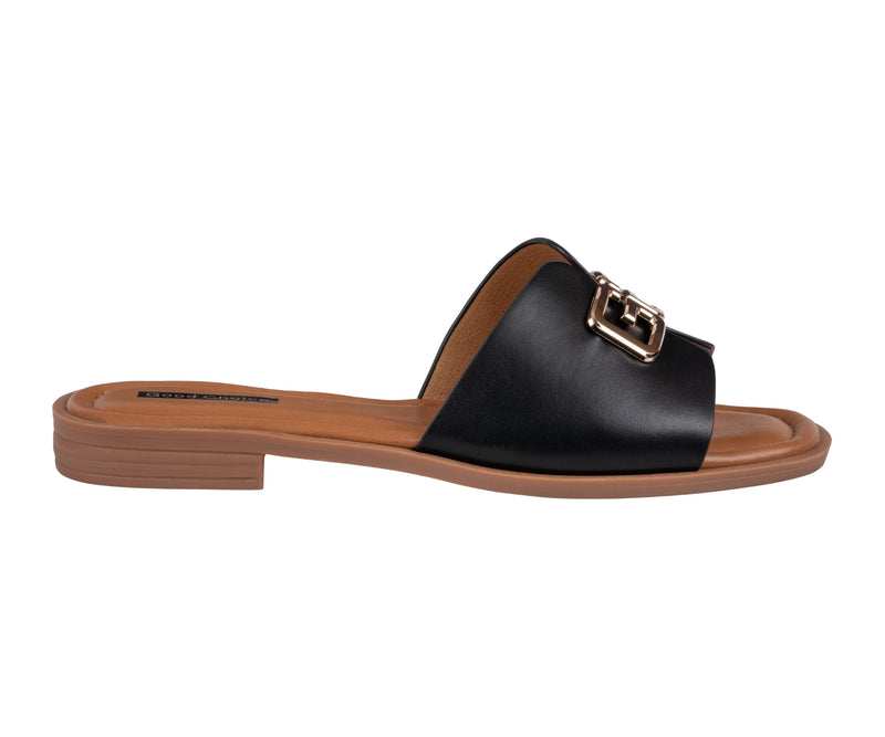 Women’s Bergen Black Chain Link Flat Sandals