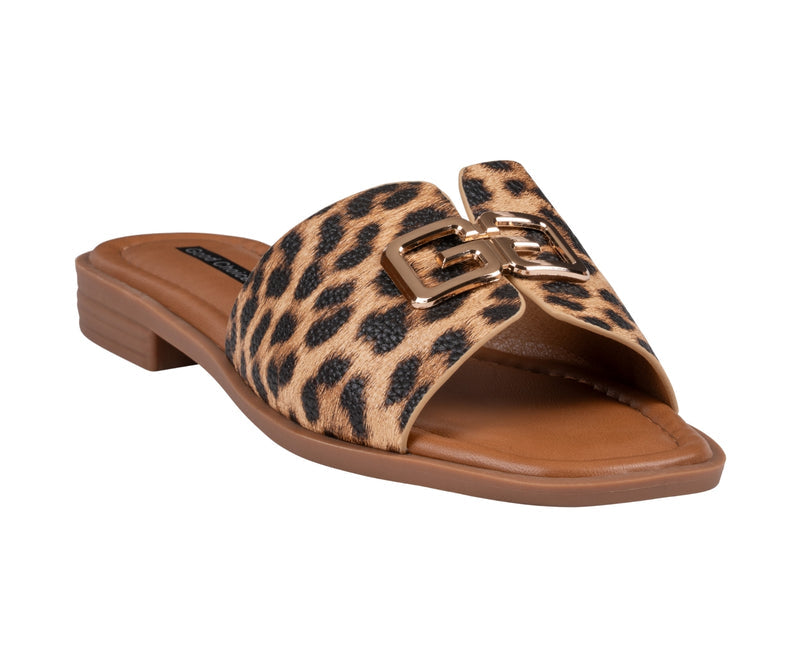Women’s Bergen Leopard Chain Link Flat Sandals