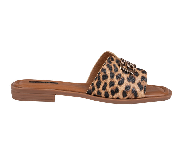 Women’s Bergen Leopard Chain Link Flat Sandals