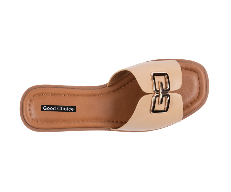 Women’s Bergen Tan Chain Link Flat Sandals