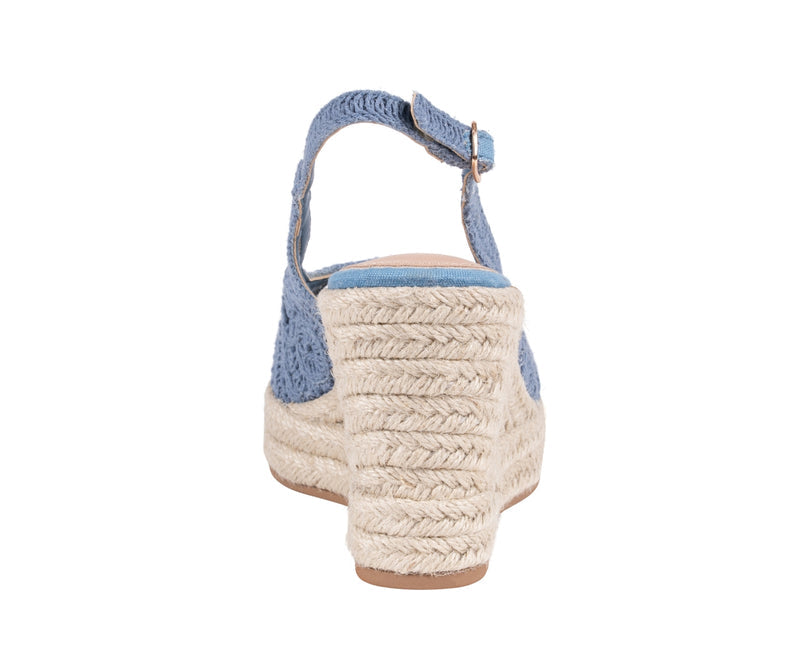 Women's Bowery Blue Crochet Espadrille Wedge Sandals