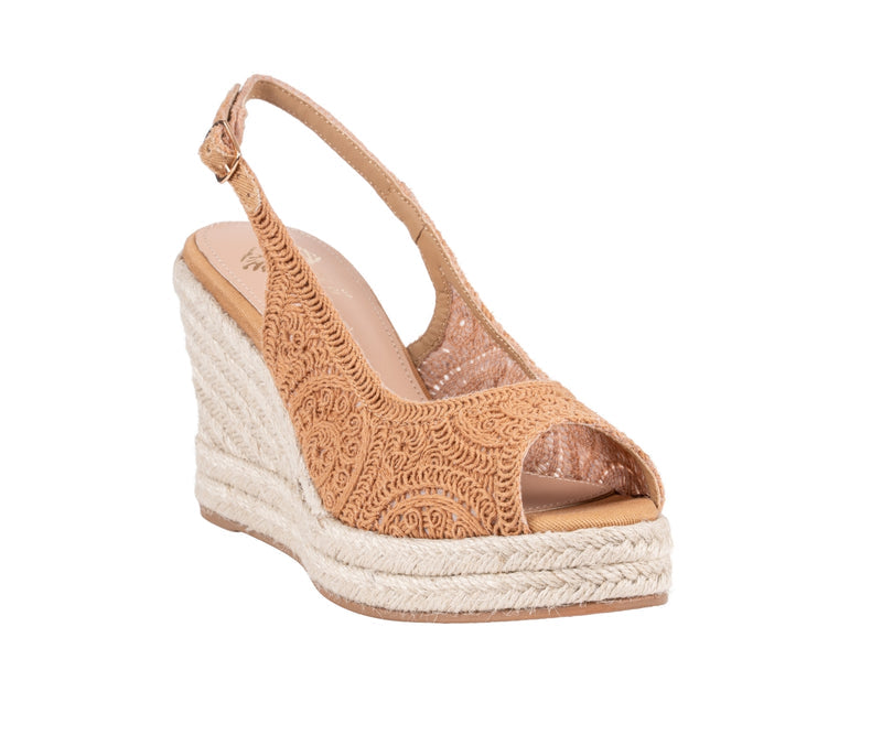 Women's Bowery Tan Crochet Espadrille Wedge Sandals