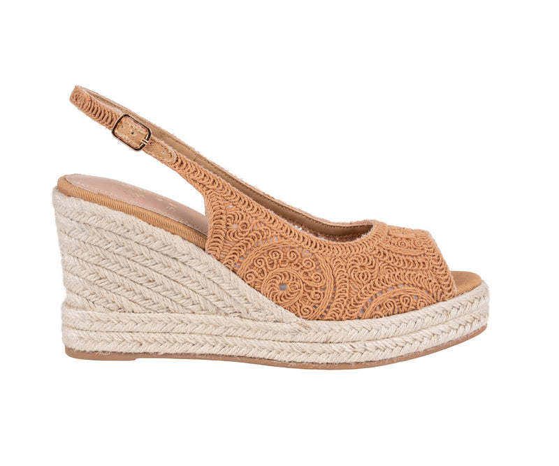 Women's Bowery Tan Crochet Espadrille Wedge Sandals