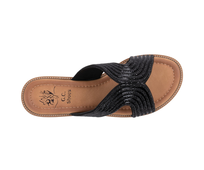 Women’s Carline Black Embellished Flat Sandals