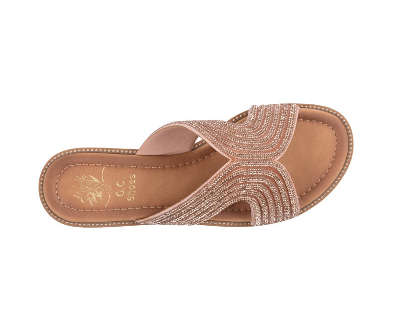 Women’s Carline Rose Gold Embellished Flat Sandals