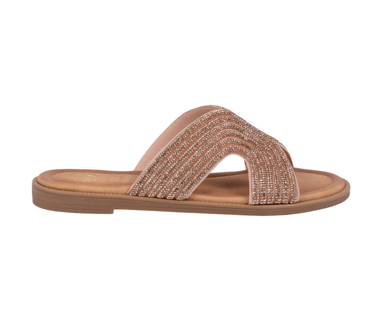 Women’s Carline Rose Gold Embellished Flat Sandals