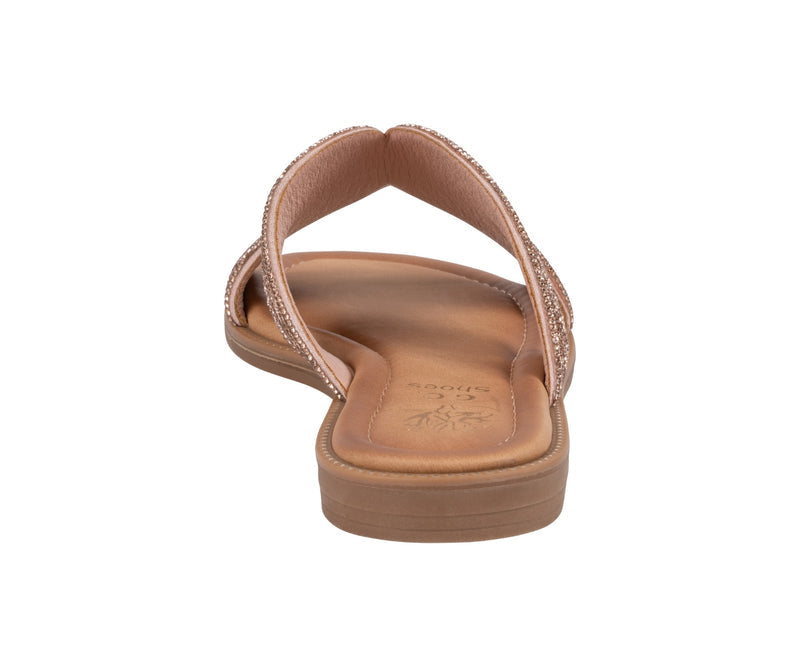 Women’s Carline Rose Gold Embellished Flat Sandals
