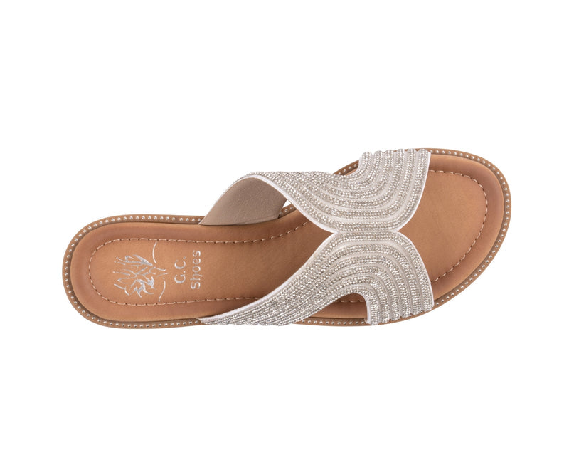 Women’s Carline Silver Embellished Flat Sandals