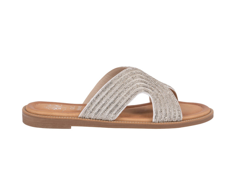 Women’s Carline Silver Embellished Flat Sandals