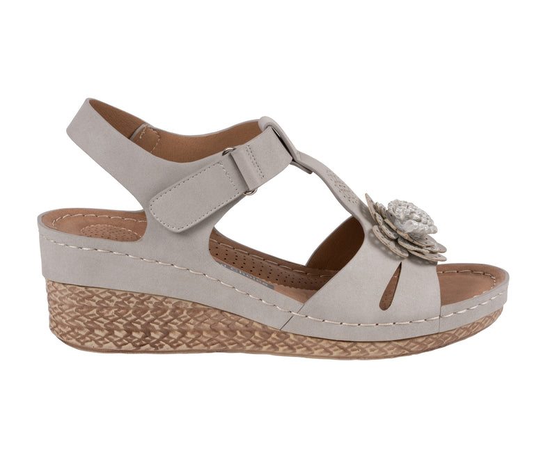 Women's Chirp Light Grey Floral Wedge Sandals