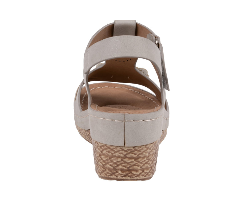 Women's Chirp Light Grey Floral Wedge Sandals