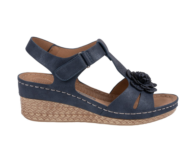 Women's Chirp Navy Floral Wedge Sandals
