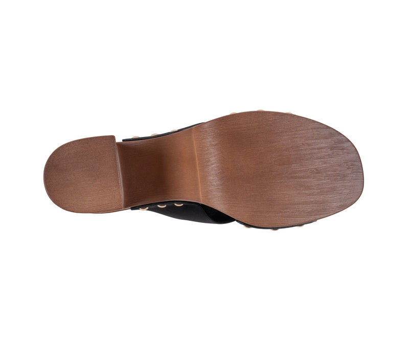 Women’s Cocktail Black Cutout Wooden Block Heel Platform Sandals