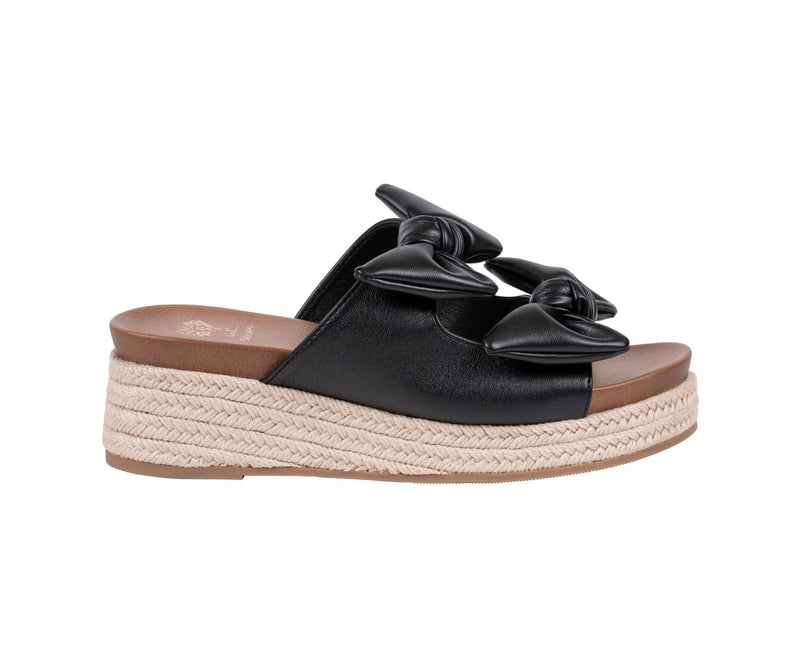 Women’s Cosmos Black Double Bow Espadrille Wedge Sandals