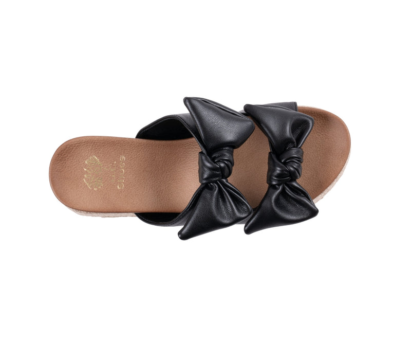 Women’s Cosmos Black Double Bow Espadrille Wedge Sandals