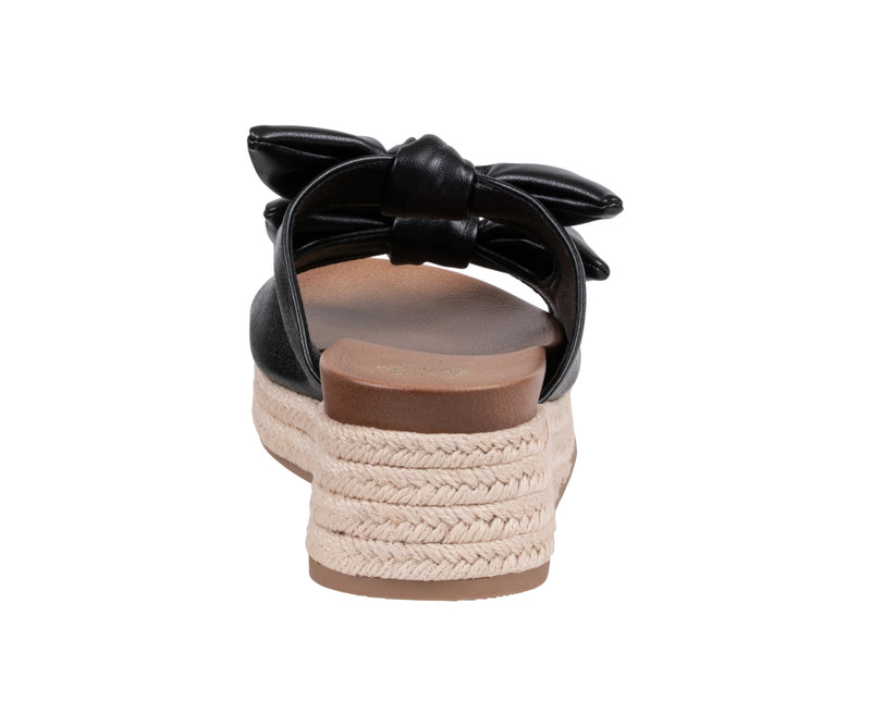 Women’s Cosmos Black Double Bow Espadrille Wedge Sandals