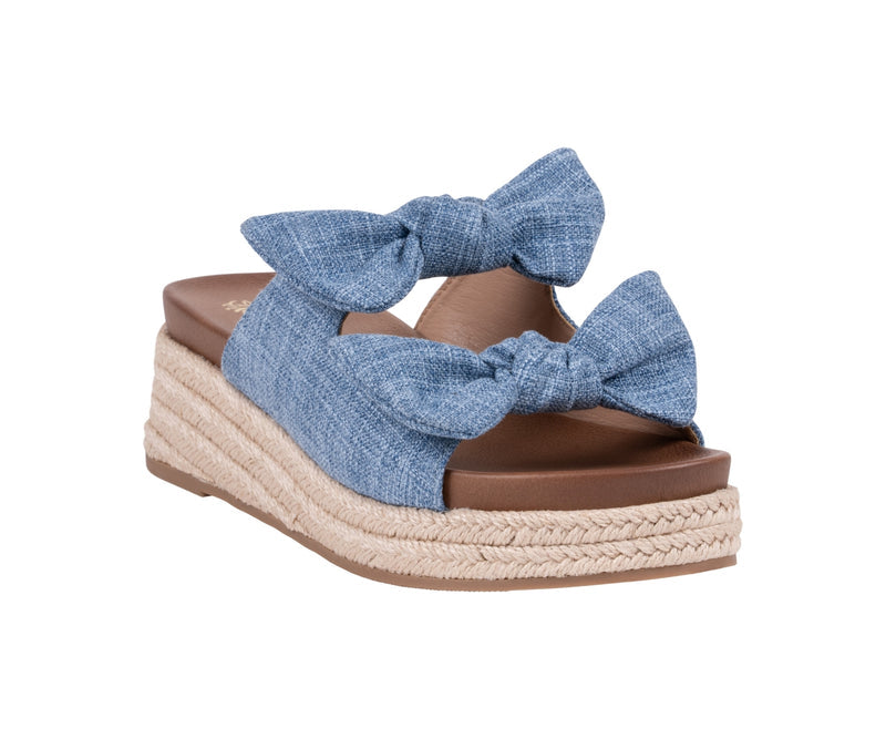 Women’s Cosmos Denim Double Bow Espadrille Wedge Sandals