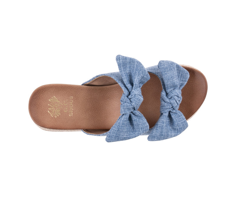 Women’s Cosmos Denim Double Bow Espadrille Wedge Sandals