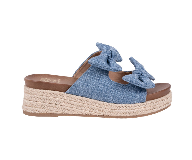 Women’s Cosmos Denim Double Bow Espadrille Wedge Sandals