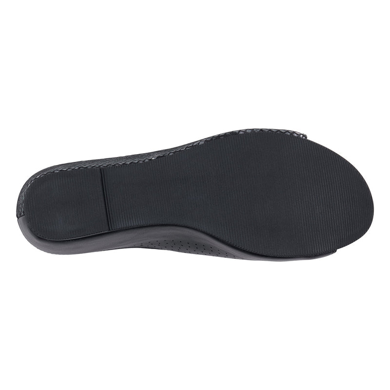 Women's Dacia Black Snake-Skin Wedge Sandals