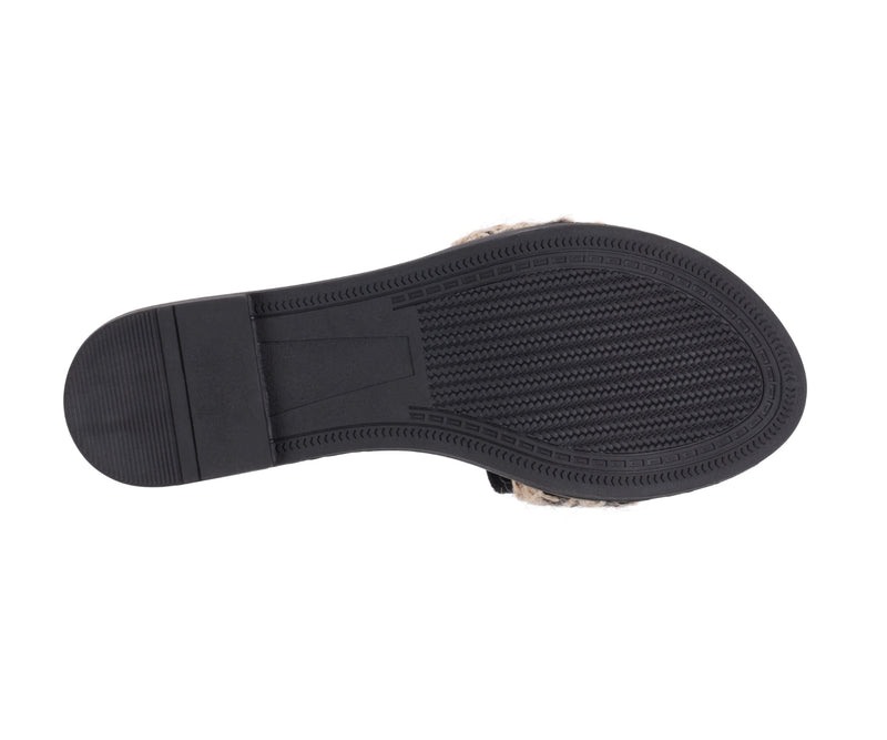 Women’s Devon Black Grommet Toe Loop Flat Sandals