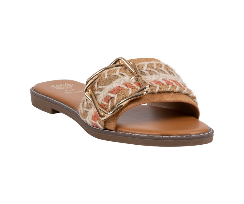 Women’s Devon Tan Grommet Toe Loop Flat Sandals