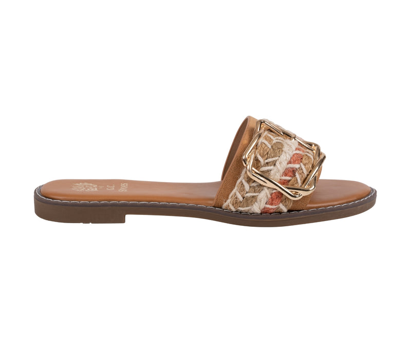 Women’s Devon Tan Grommet Toe Loop Flat Sandals
