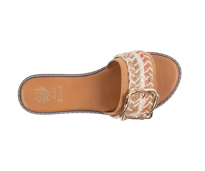 Women’s Devon Tan Grommet Toe Loop Flat Sandals