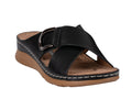 Women's Eanna Black Crisscross Hardware Comfort Sandals