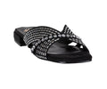 Women’s Elara Black Rhinestone Crisscross Flat Sandals