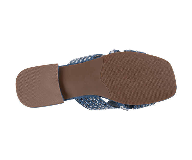 Women’s Elara Blue Rhinestone Crisscross Flat Sandals