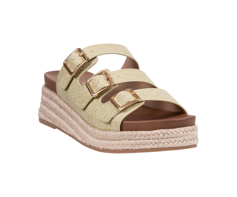 Women’s Fabulist Lime Triple Buckle Espadrille Wedge Sandals