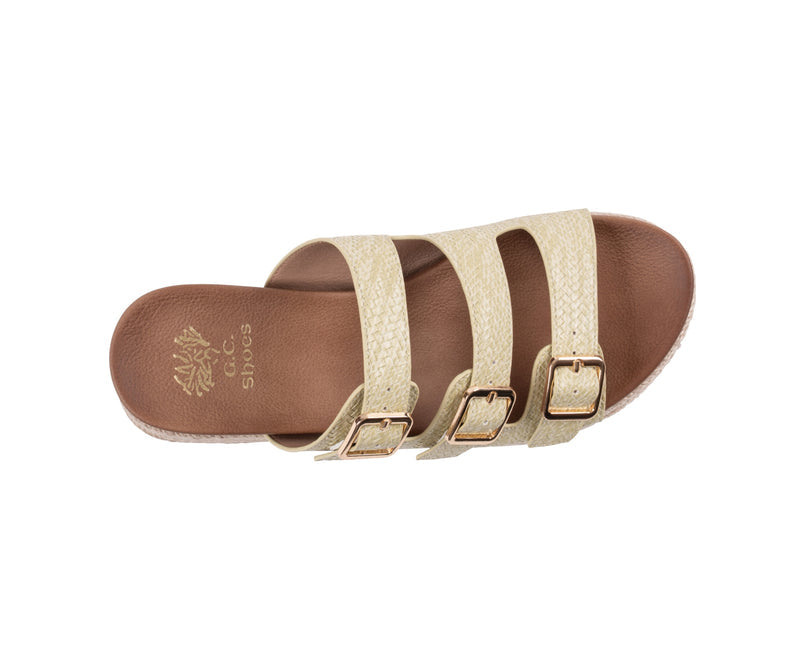 Women’s Fabulist Lime Triple Buckle Espadrille Wedge Sandals