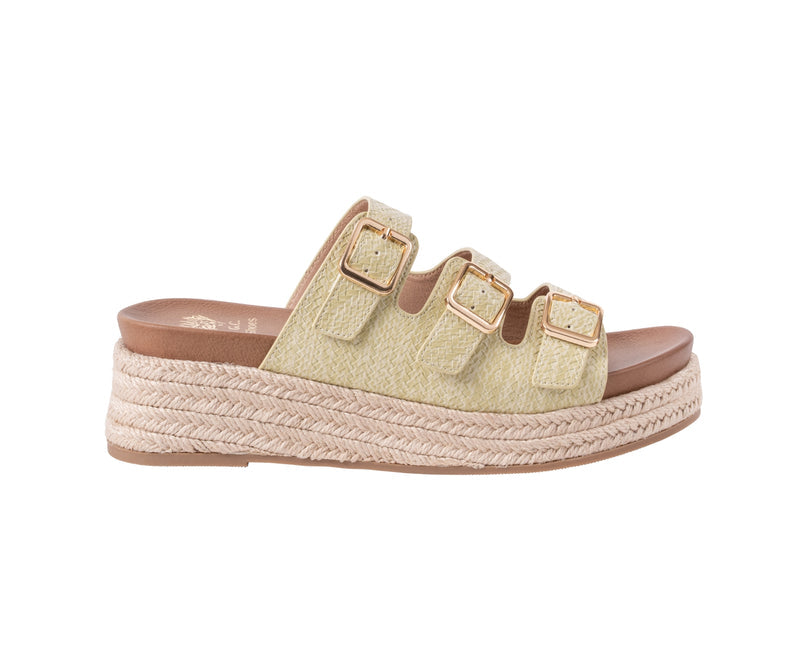Women’s Fabulist Lime Triple Buckle Espadrille Wedge Sandals