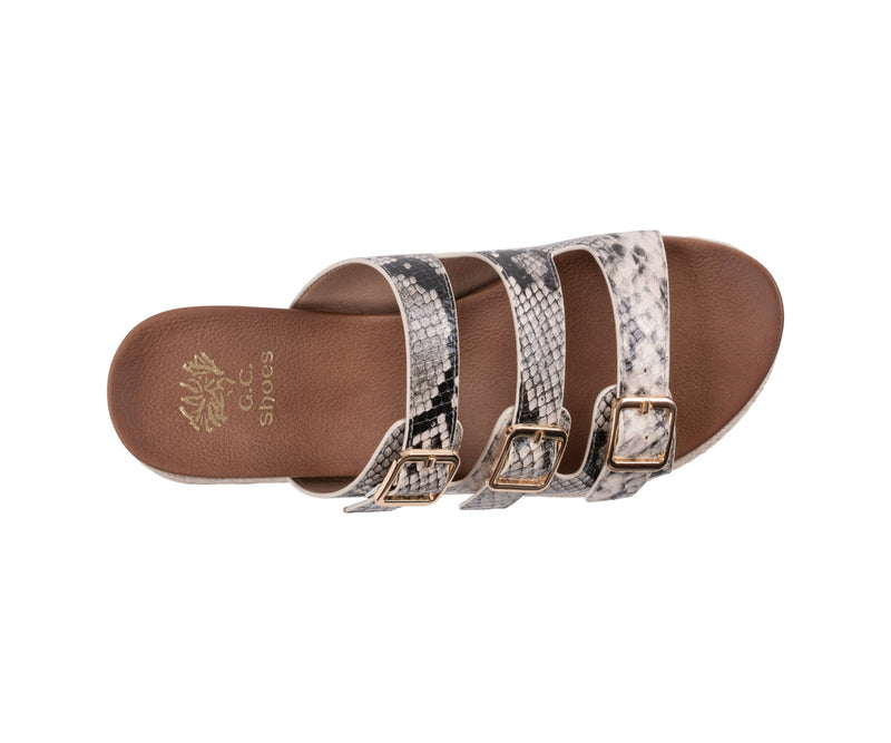 Women’s Fabulist Natural Snake Triple Buckle Espadrille Wedge Sandals