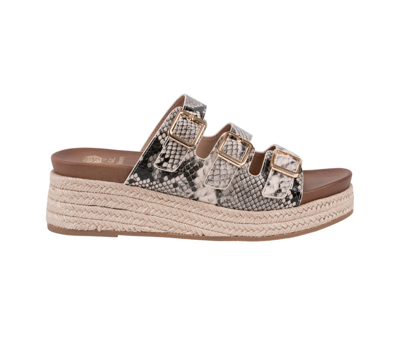 Women’s Fabulist Natural Snake Triple Buckle Espadrille Wedge Sandals